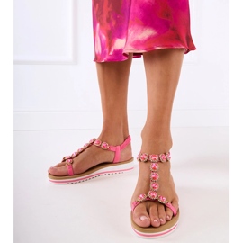 Sandalias rosas decoradas con circonitas rosado 2