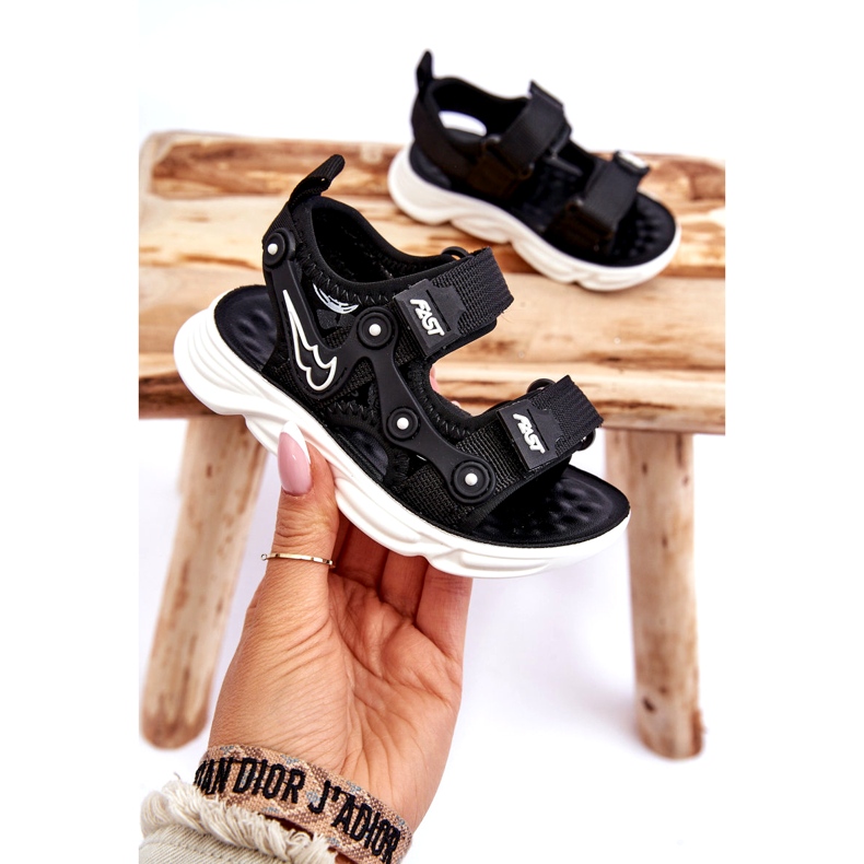 Tobias Niño Sandalias Velcro Blanco Y Negro 2 Tobias Niño Sandalias Velcro Blanco Y Negro 2