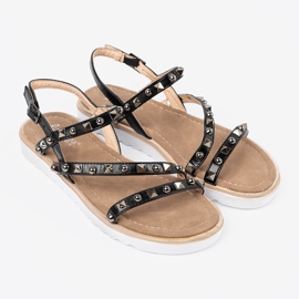 Sandalias de mujeres negras con tachuelas negro 1