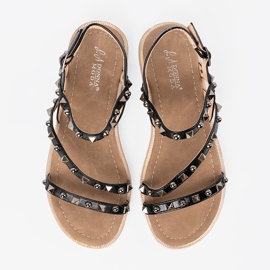 Sandalias de mujeres negras con tachuelas negro 2