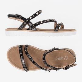 Sandalias de mujeres negras con tachuelas negro 3
