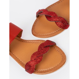 Sandalias planas rojas con brillo rojo 1 Sandalias planas rojas con brillo rojo 1