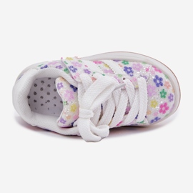 Zapatos deportivos de niñas brillantes con flores blancas blanco 2