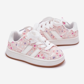 Zapatos deportivos de chicas brillantes con corazones rosados 2