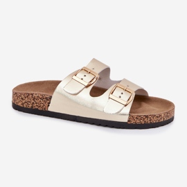 EVento Chanclas para mujeres con hebillas ecológicas dorado 4