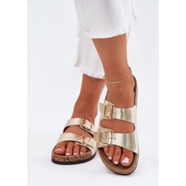 EVento Chanclas para mujeres con hebillas ecológicas dorado 3