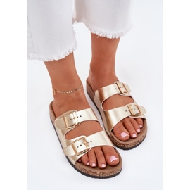 EVento Chanclas para mujeres con hebillas ecológicas dorado 5
