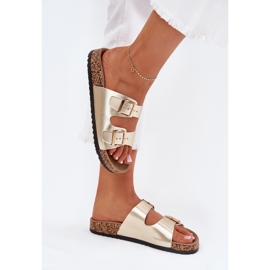 EVento Chanclas para mujeres con hebillas ecológicas dorado 6