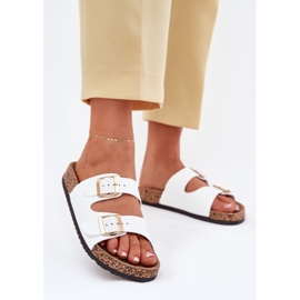 EVento Chanclas para mujeres con hebillas ecológicas cuero blanco 2