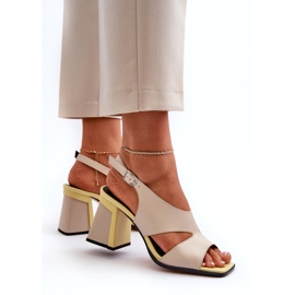 S.Barski Sandalias de Mujer con Tacón Alto Beige D&amp;A MR38-153 3