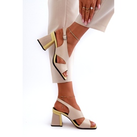 S.Barski Sandalias de Mujer con Tacón Alto Beige D&amp;A MR38-153 4