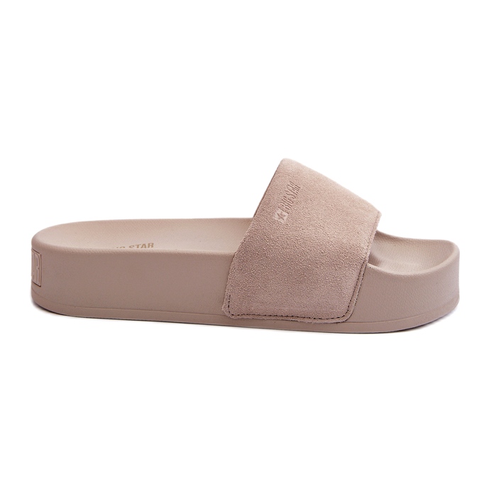 Chanclas de mujer de ante con plataforma Big Star NN274A671 Beige 1