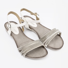 Shelvt Sandalias de mujer elegantes con rayas de brillo multicolor 4
