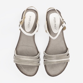 Shelvt Sandalias de mujer elegantes con rayas de brillo multicolor 5