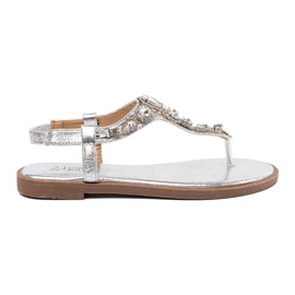 Shelvt Sandalias planas de plata con circones 1