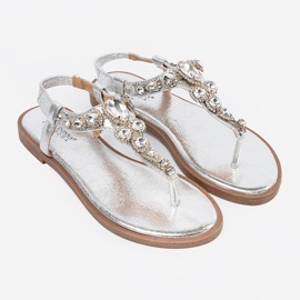 Shelvt Sandalias planas de plata con circones 2
