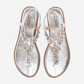 Shelvt Sandalias planas de plata con circones 3