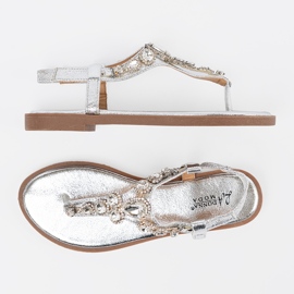 Shelvt Sandalias planas de plata con circones 4