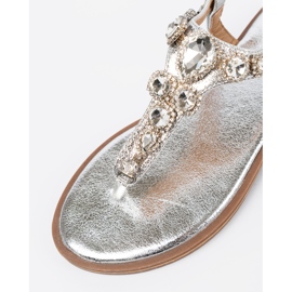 Shelvt Sandalias planas de plata con circones 5