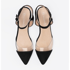 Goodin Elegantes sandalias para mujeres con insertos transparentes negro 4