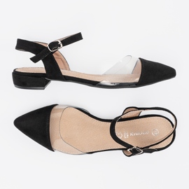 Goodin Elegantes sandalias para mujeres con insertos transparentes negro 3
