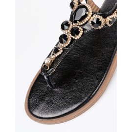 Shelvt Sandalias negras planas con circones negro 5