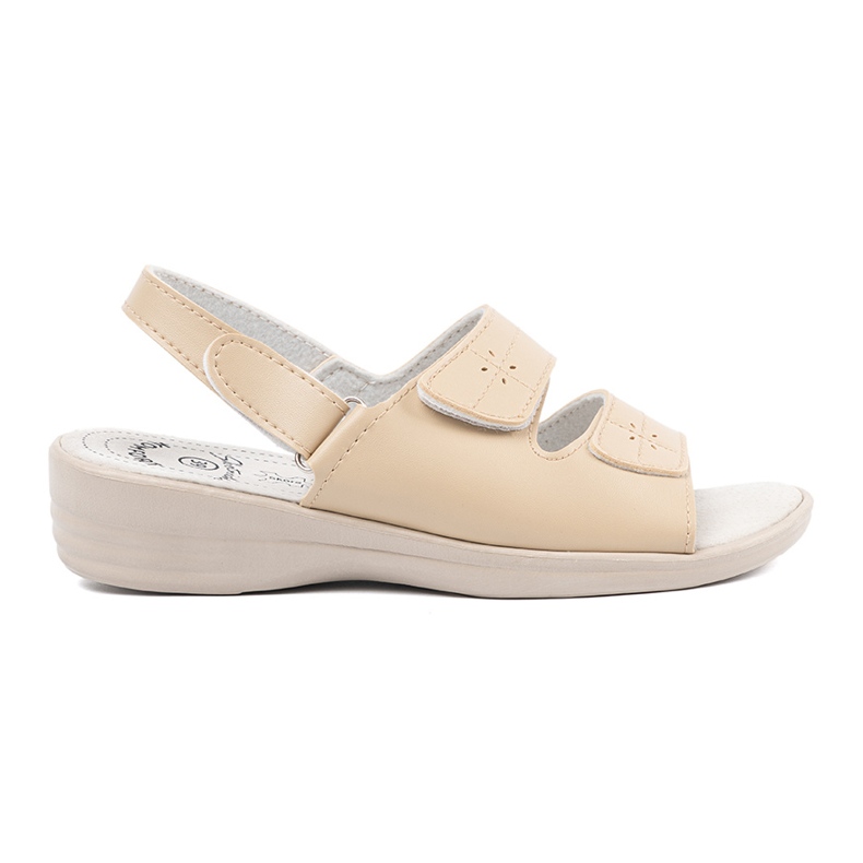 Shelvt Sandalias beige de mujer con un inserto de cuero 2
