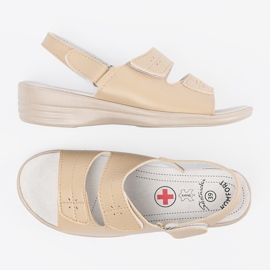 Shelvt Sandalias beige de mujer con un inserto de cuero 5