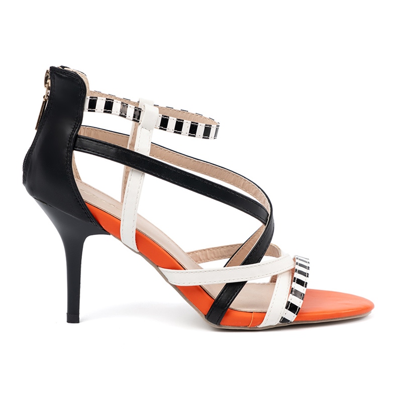 Shelvt Sandalias en correas altas y blancas multicolor 2