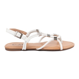 Sandalias blancas de flip -flops con decoraciones blanco 2