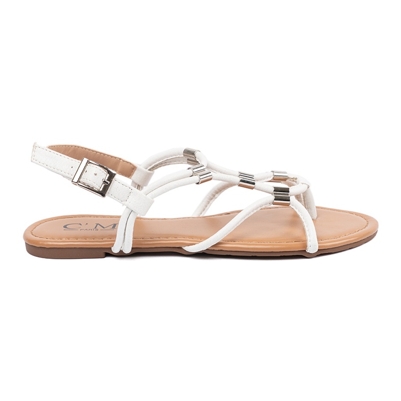 Sandalias blancas de flip -flops con decoraciones blanco 2