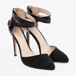Goodin Tacones altos negros con un cinturón alrededor del tobillo 4