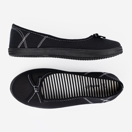 Ballerinas de material negro con arco 6