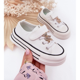 Zapatillas para niñas con un oso de peluche dorado blanco 4