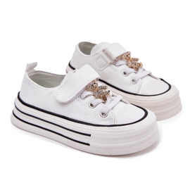 Zapatillas para niñas con un oso de peluche dorado blanco 7