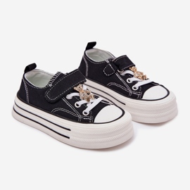 Zapatillas de deporte para niñas con un alfiler dorado negro 1