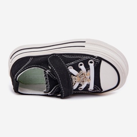 Zapatillas de deporte para niñas con un alfiler dorado negro 2