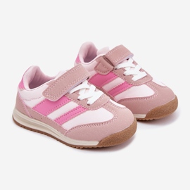 Zapatillas deportivas para niños con velcro rosa rosado 1