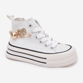 Altas zapatillas para niños con una decoración dorada blanca blanco 5
