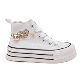 Altas zapatillas para niños con una decoración dorada blanca blanco 6