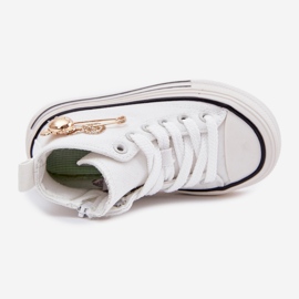 Altas zapatillas para niños con una decoración dorada blanca blanco 3