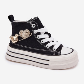 Altas zapatillas para niños con una decoración dorada negra negro 6