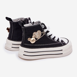 Altas zapatillas para niños con una decoración dorada negra negro 2