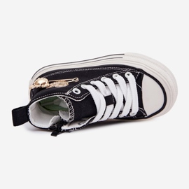 Altas zapatillas para niños con una decoración dorada negra negro 3