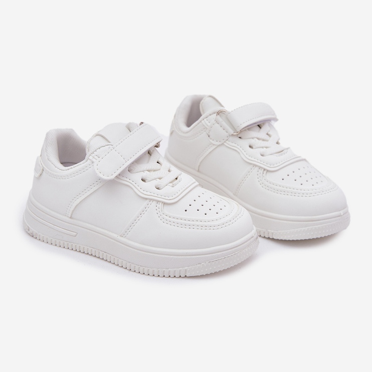 Zapatos deportivos para niños con cuero ecológico blanco 1 Zapatos deportivos para niños con cuero ecológico blanco 1
