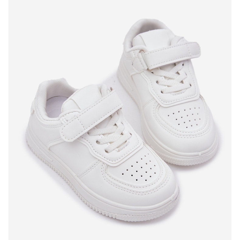 Zapatos deportivos para niños con cuero ecológico blanco 2