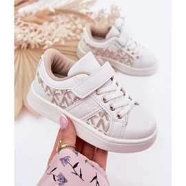 Zapatillas deportivas para depósitos para niños con cuero ecológico blanco y beige 4