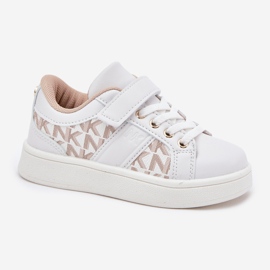 Zapatillas deportivas para depósitos para niños con cuero ecológico blanco y beige 5