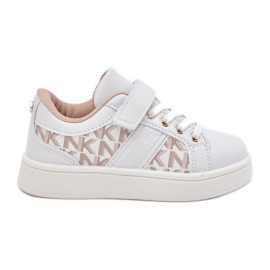Zapatillas deportivas para depósitos para niños con cuero ecológico blanco y beige 6