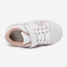 Zapatillas deportivas para depósitos para niños con cuero ecológico blanco y beige 3